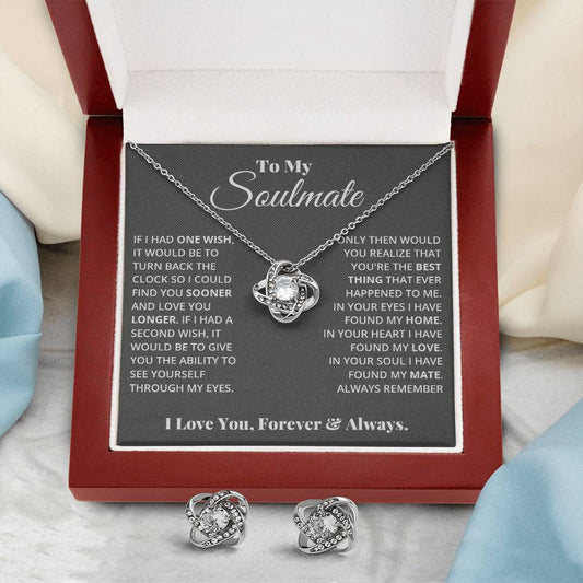 Soulmate my love - Love Knot Necklace and Earring Set