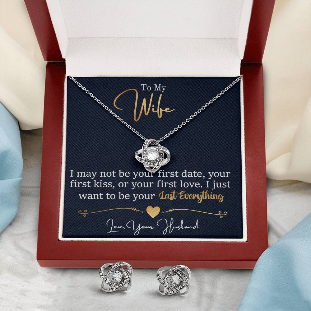 My wife last everything - Love Knot Necklace and Earring Set