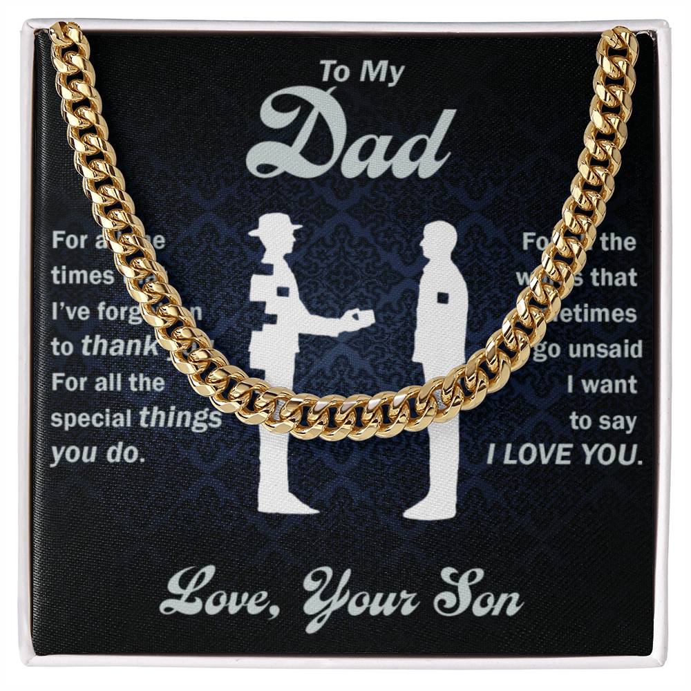 To Dad from Son Cuban Link Chain Gold