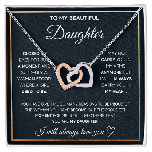 To my daughter proud of you - Interlocking Hearts Necklace