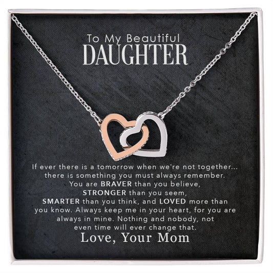 To my daughter love more than you know - Interlocking Hearts Necklace