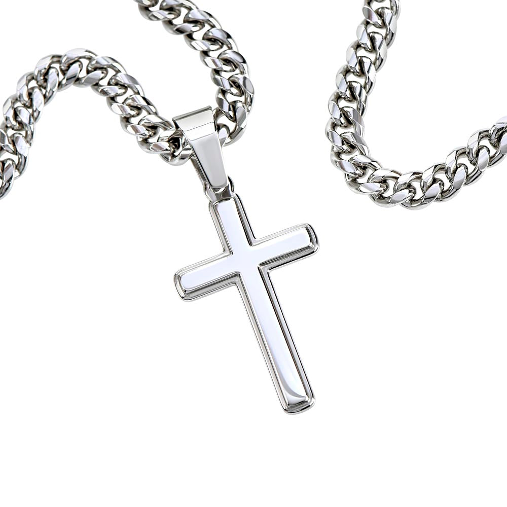 He is Risen Celebrate the Resurrection Cuban Chain Artisan Cross Jewelry Necklace