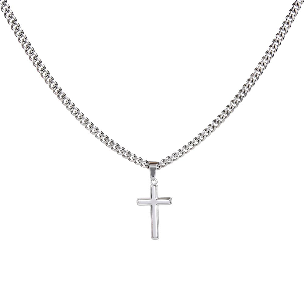 He is Risen Celebrate the Resurrection Cuban Chain Artisan Cross Jewelry Necklace