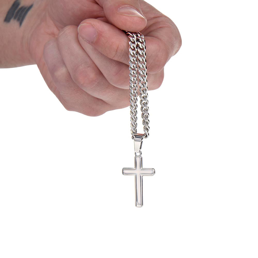 He is Risen Celebrate the Resurrection Cuban Chain Artisan Cross Jewelry Necklace