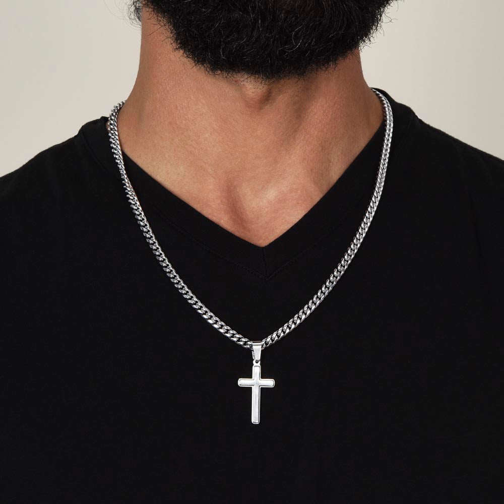 He is Risen Celebrate the Resurrection Cuban Chain Artisan Cross Jewelry Necklace