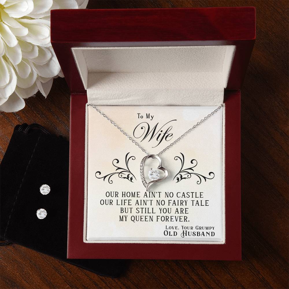 My wife queen forever - Forever Love Necklace and Earring Set