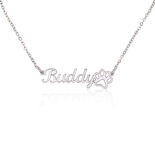 Pet Paw Print Name Jewelry Necklace