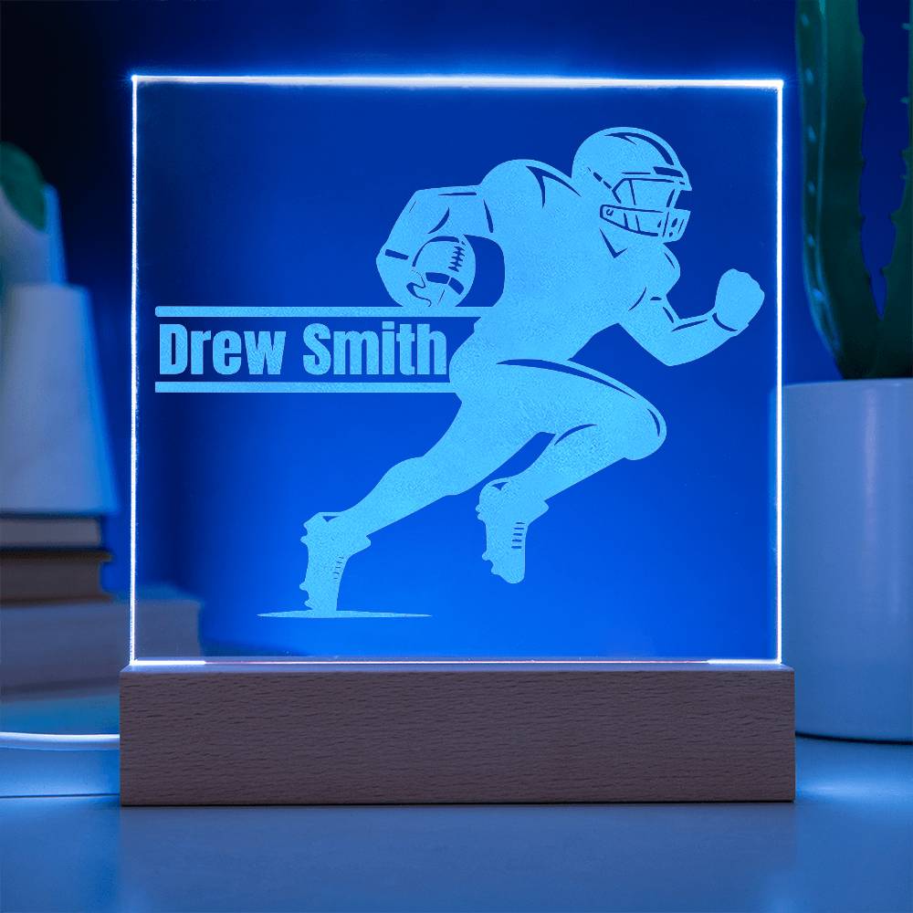 Football Player Running Engraved Acrylic Plaque