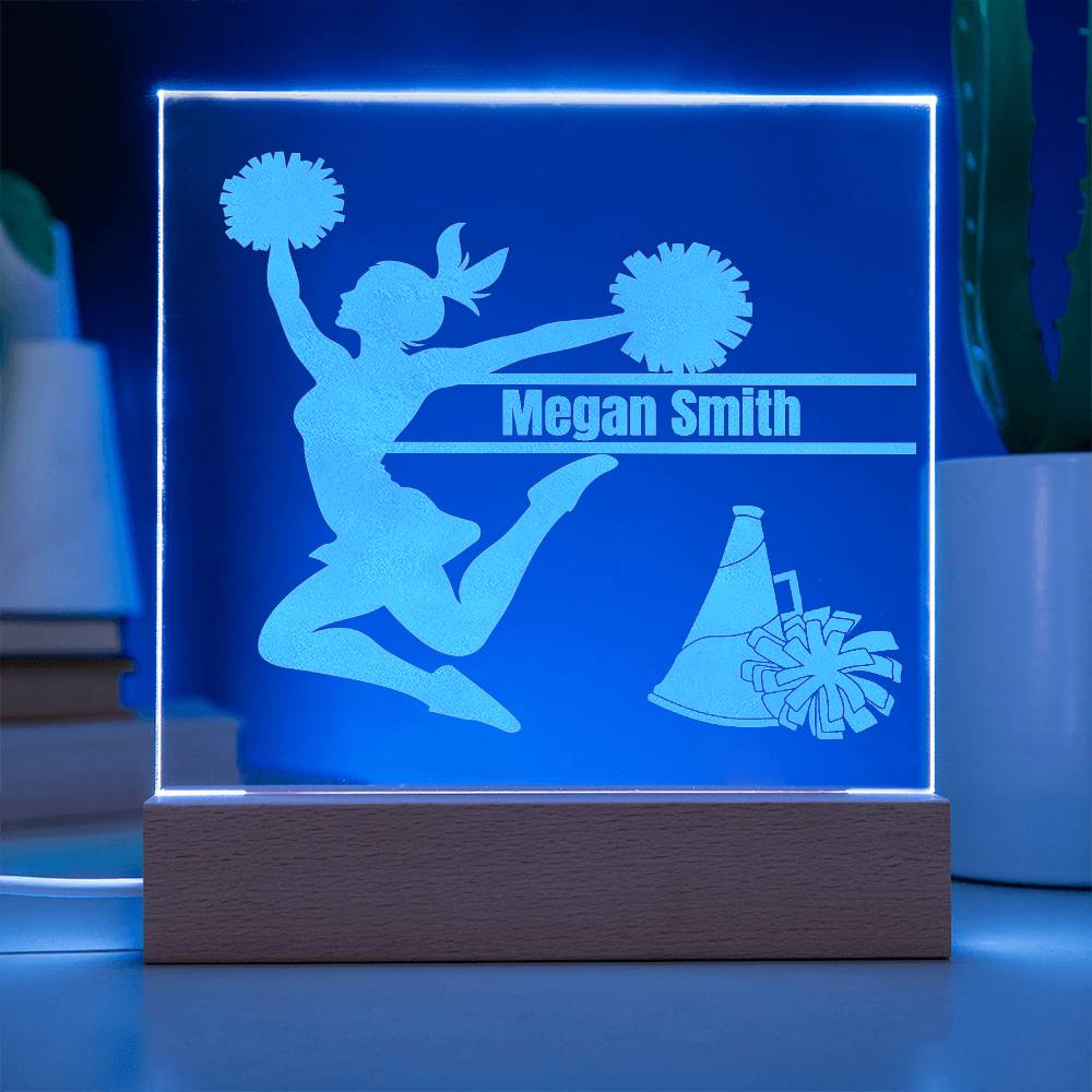 Cheerleader Jumping Engraved Acrylic Plaque