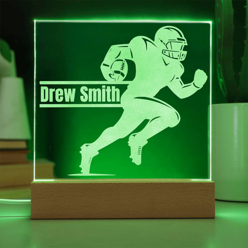 Football Player Running Engraved Acrylic Plaque