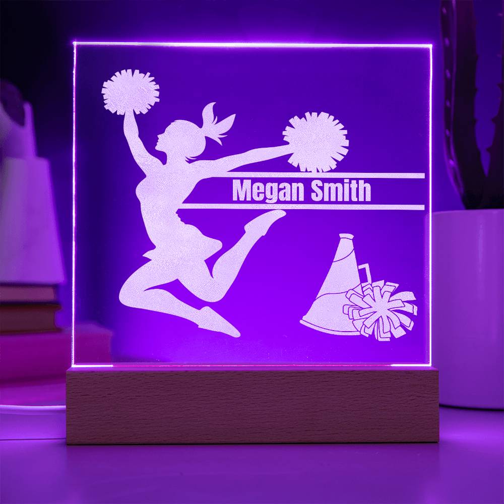 Cheerleader Jumping Engraved Acrylic Plaque