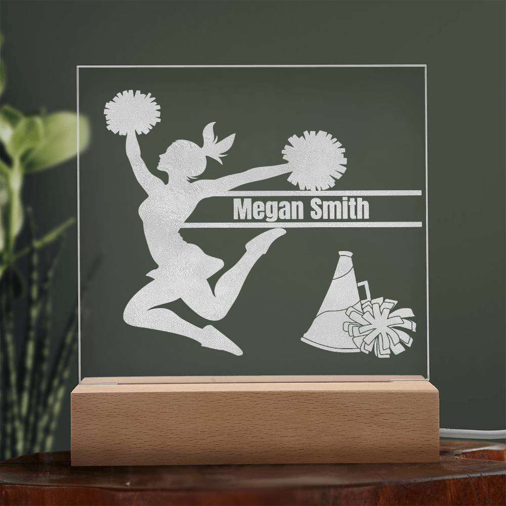 Cheerleader Jumping Engraved Acrylic Plaque