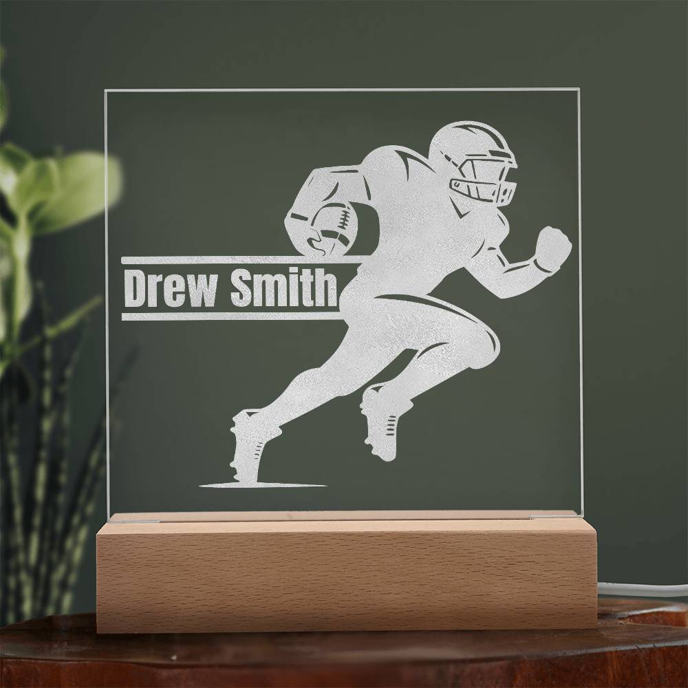 Football Player Running Engraved Acrylic Plaque