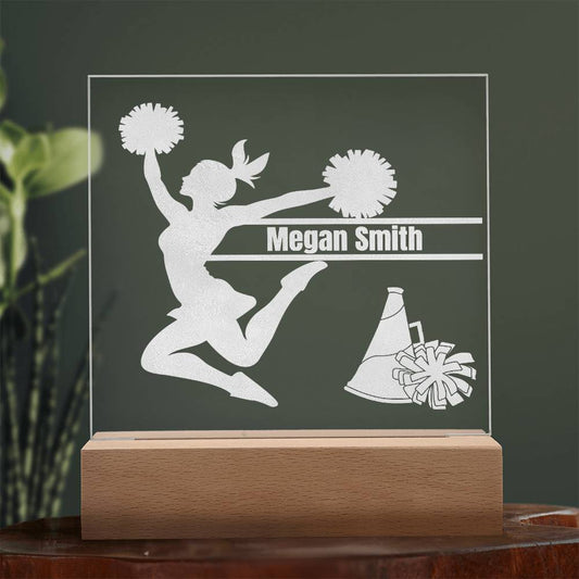 Cheerleader Jumping Engraved Acrylic Plaque