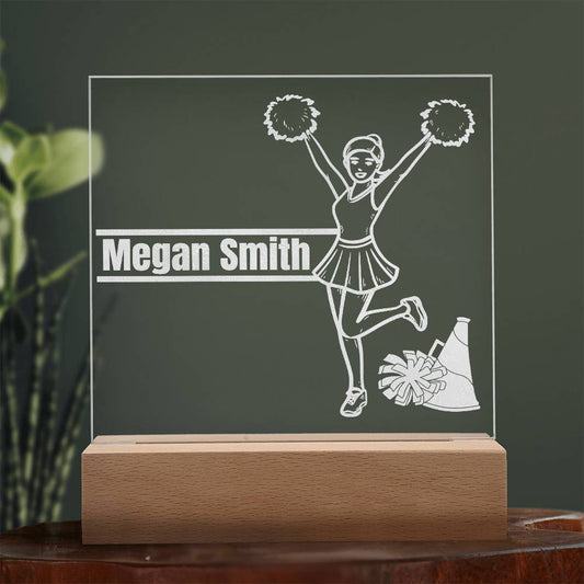 Cheerleader with Megaphone Engraved Acrylic Plaque