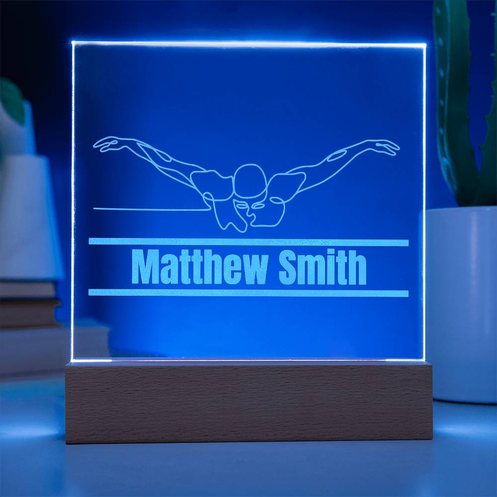 Swimming Engraved Acrylic Plaque