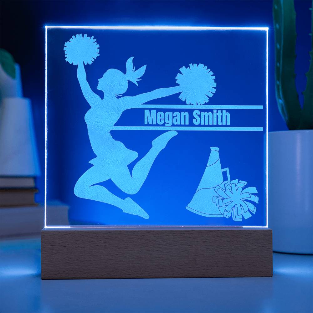 Cheerleader Jumping Engraved Acrylic Plaque