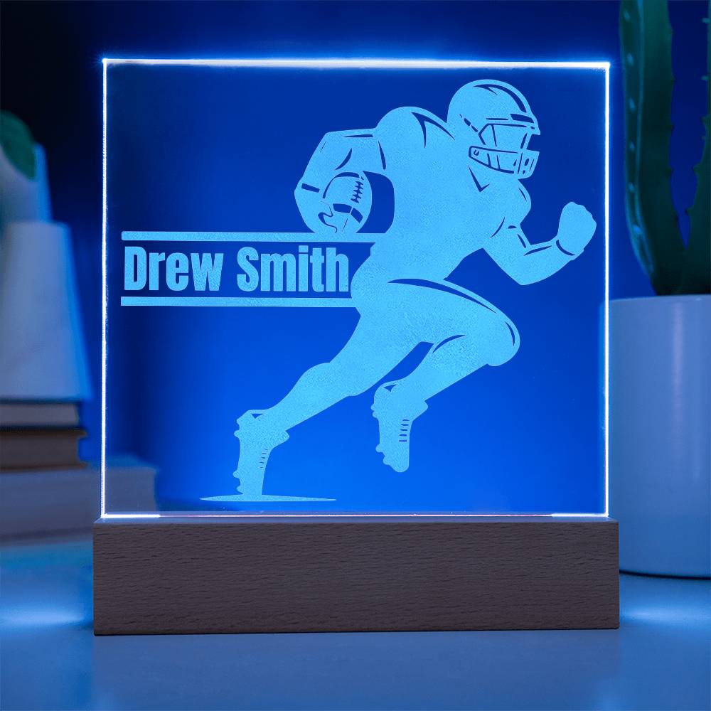 Football Player Running Engraved Acrylic Plaque