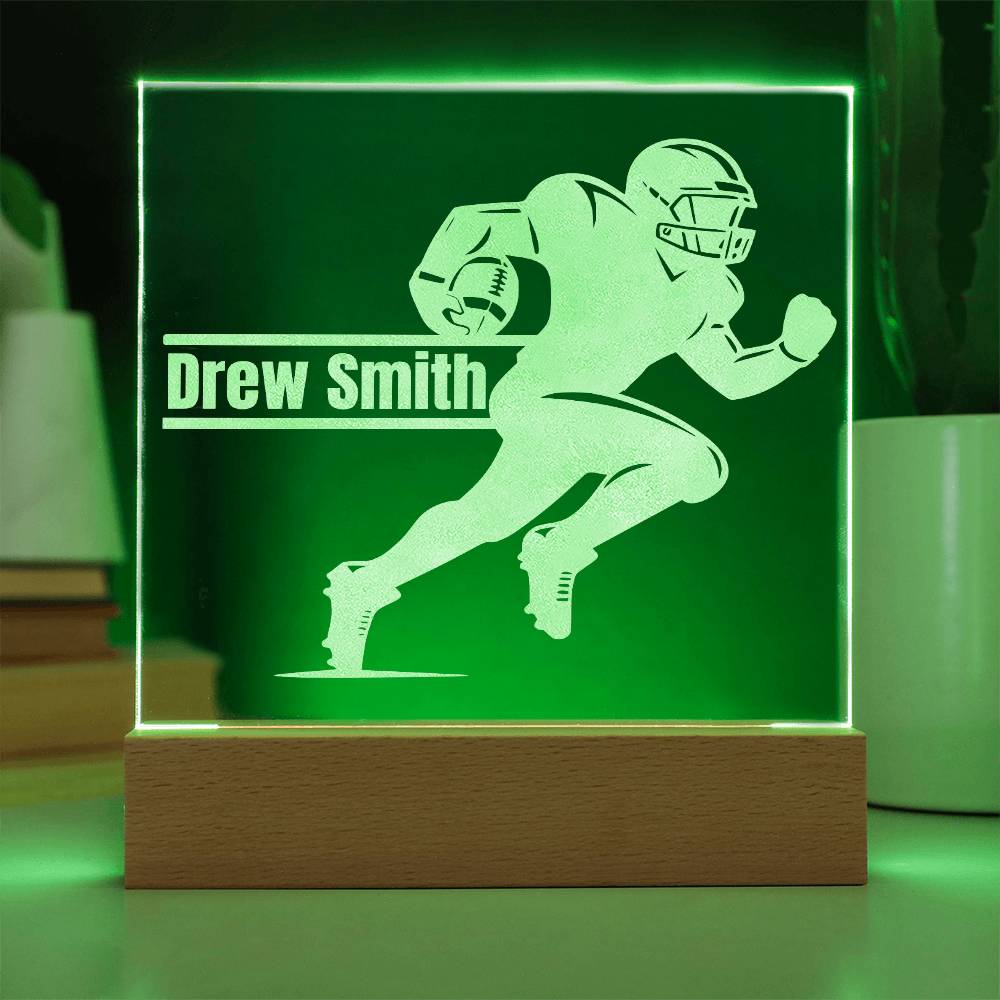 Football Player Running Engraved Acrylic Plaque