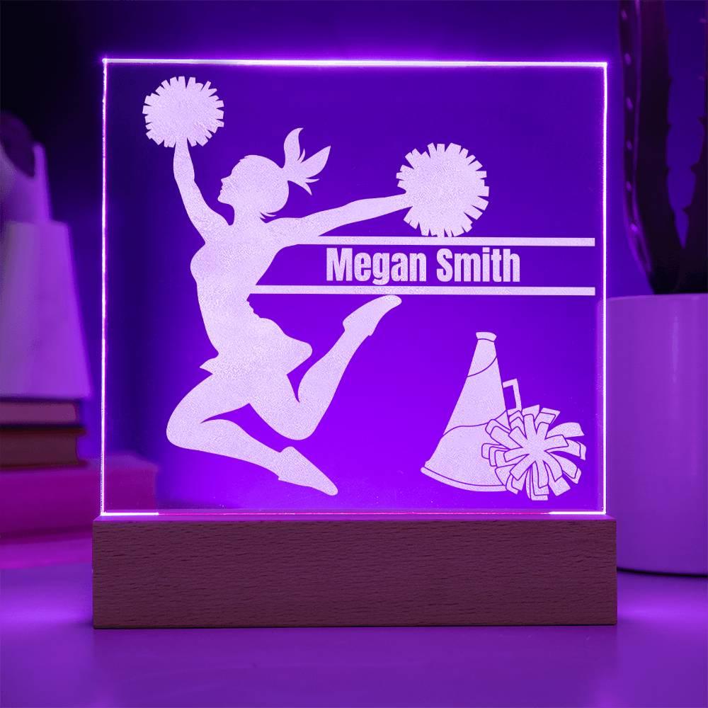 Cheerleader Jumping Engraved Acrylic Plaque