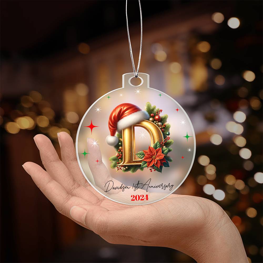 Personalized 1st Anniversary Christmas Acrylic Ornament