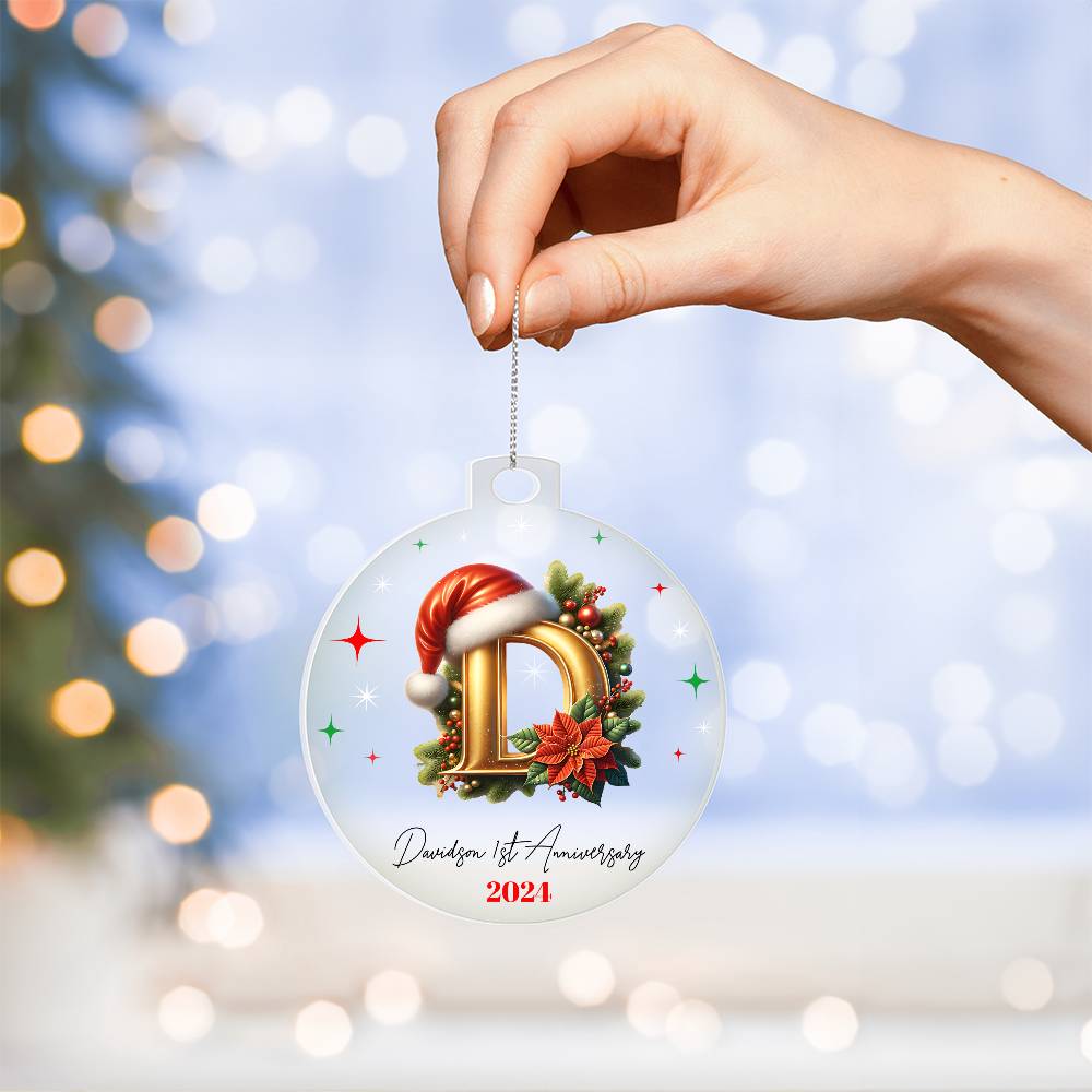 Personalized 1st Anniversary Christmas Acrylic Ornament