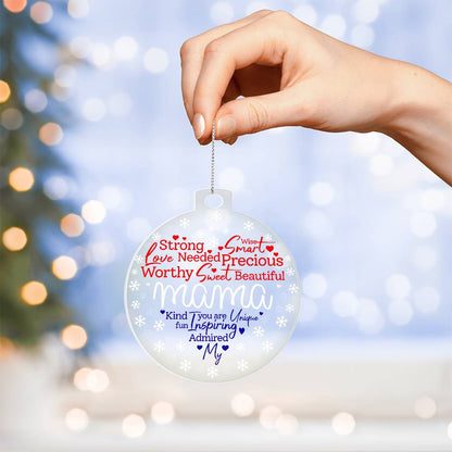 My Mama Word Heart Patriotic Personalized Acrylic Ornament