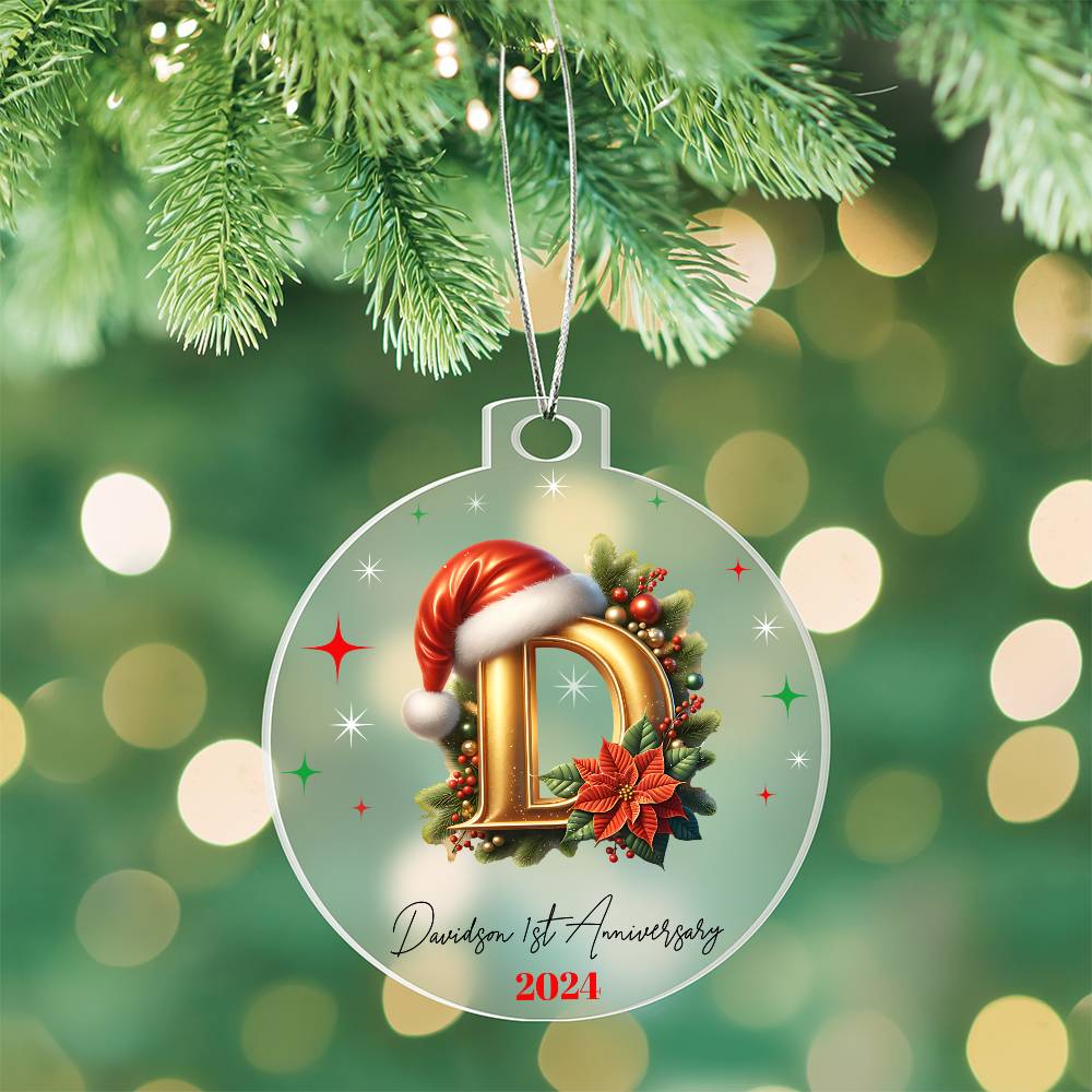 Personalized 1st Anniversary Christmas Acrylic Ornament