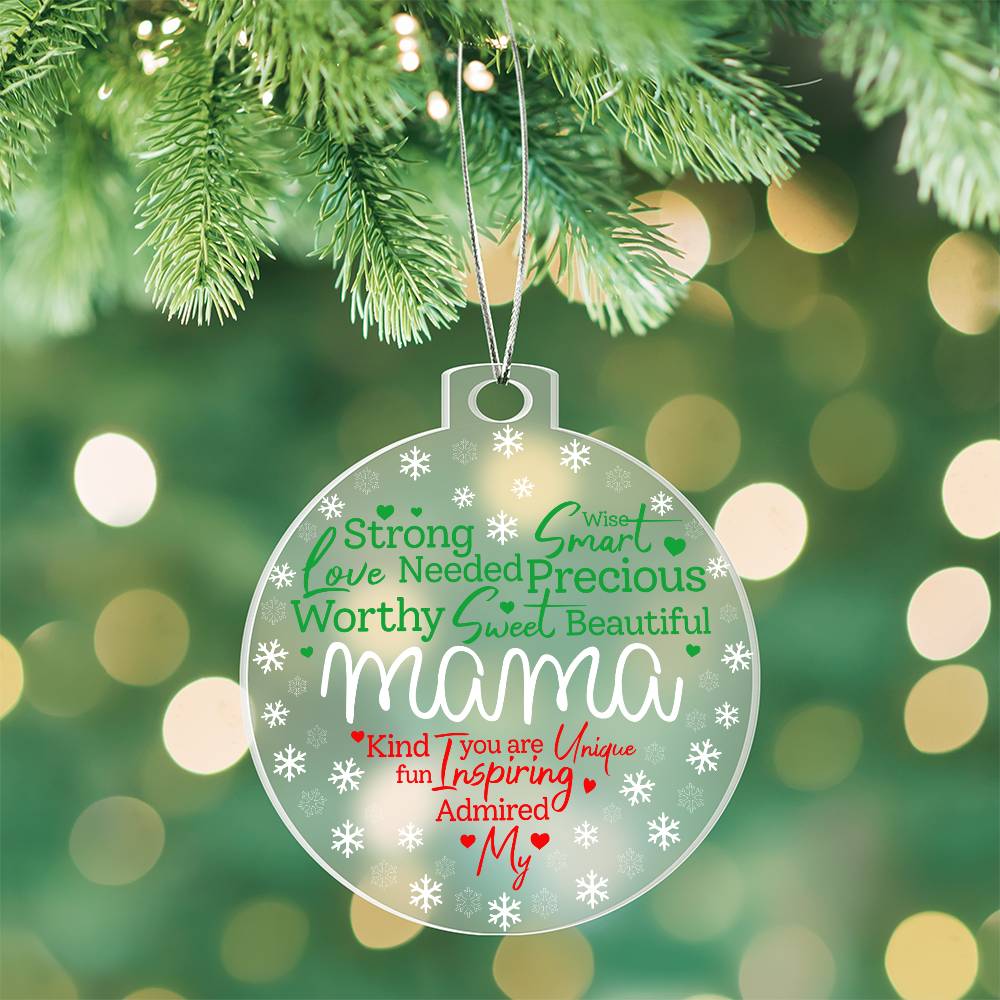 My Mama Word Heart Personalized Acrylic Ornament