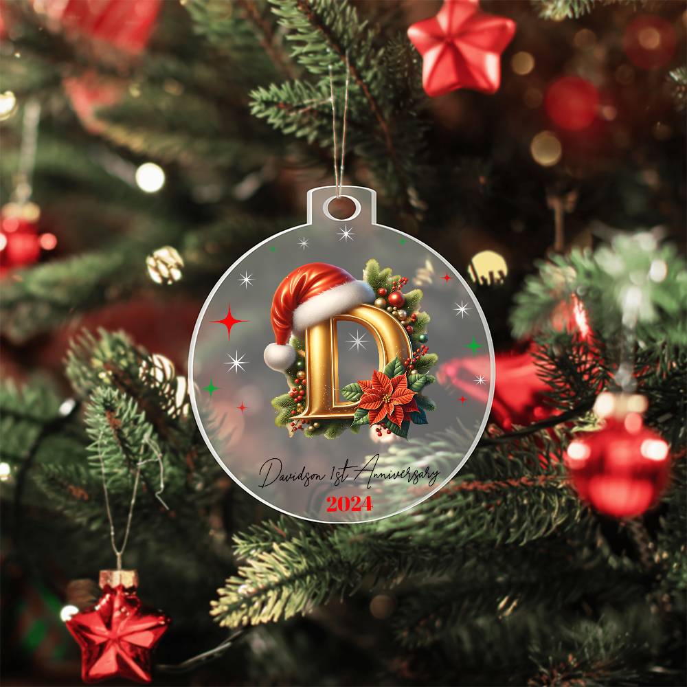 Personalized 1st Anniversary Christmas Acrylic Ornament