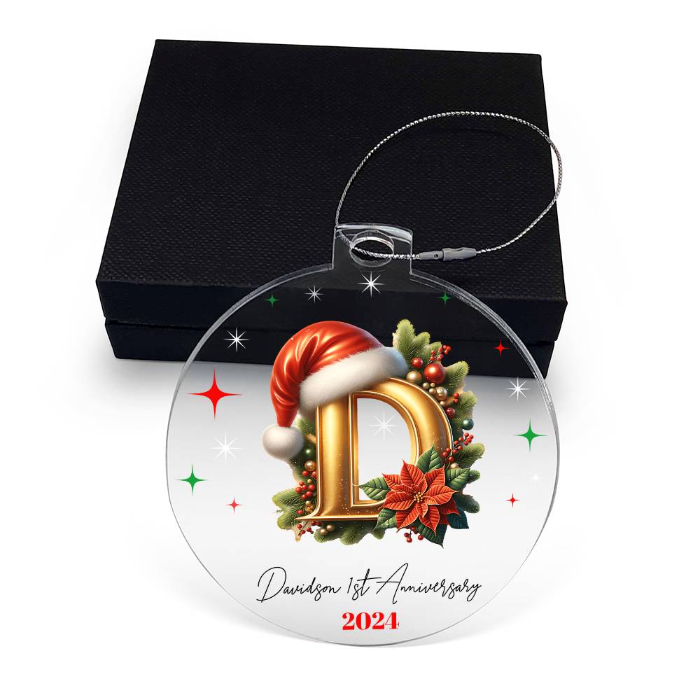 Personalized 1st Anniversary Christmas Acrylic Ornament