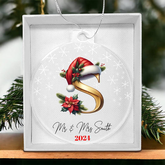 Personalized Mr & Mrs Initial Christmas Acrylic Ornament