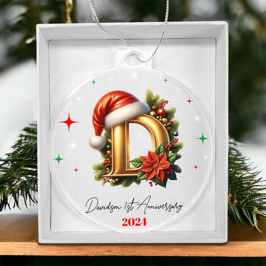 Personalized 1st Anniversary Christmas Acrylic Ornament