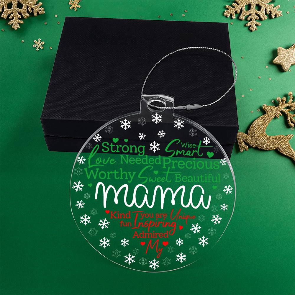 My Mama Word Heart Personalized Acrylic Ornament