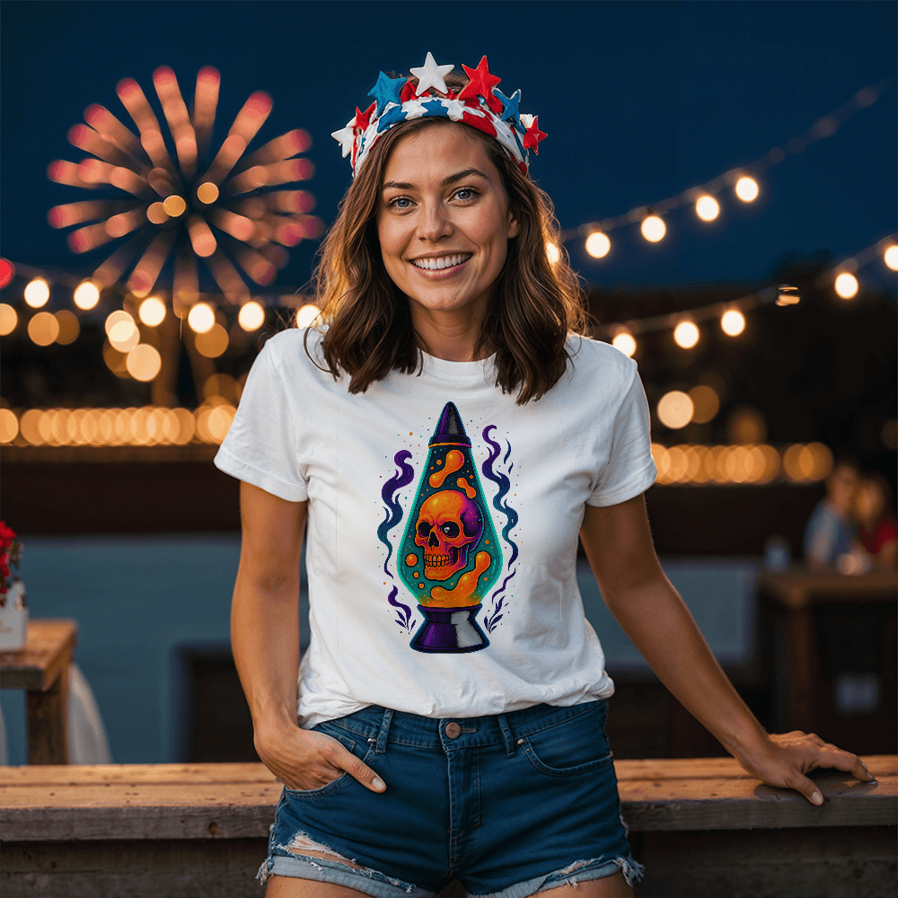 Skull Lava Lamp T-Shirt – Neon Phantom Glow