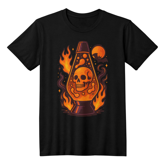 Skull Lava Lamp T-Shirt – Halloween Fire Glow Design