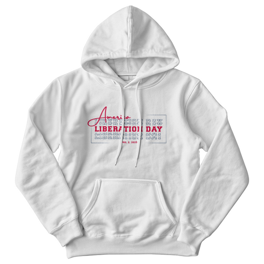 American Liberation Day Hoodie Red Text
