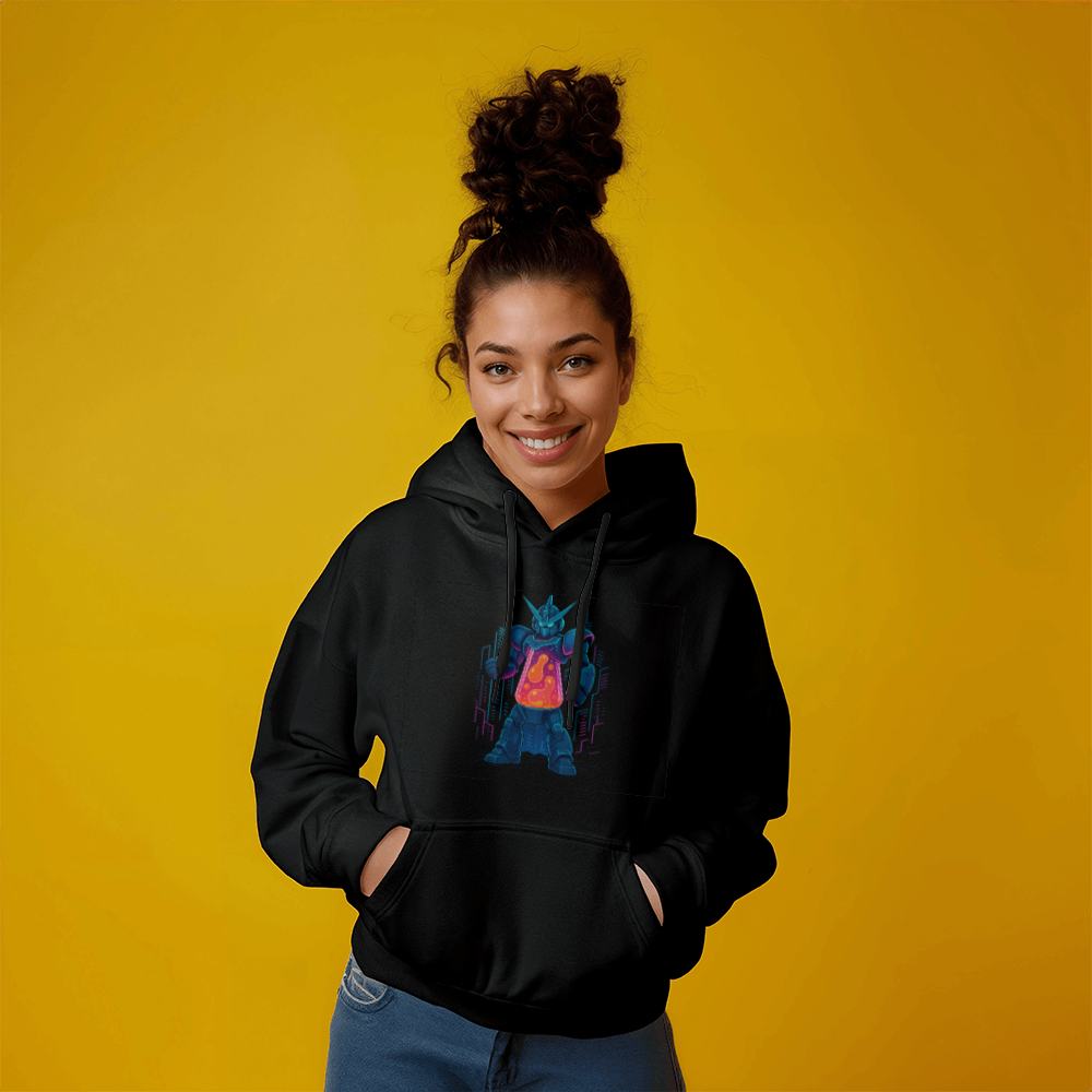 Anime Mecha Robot Lava Lamp Hoodie – Neon Sci-Fi Design