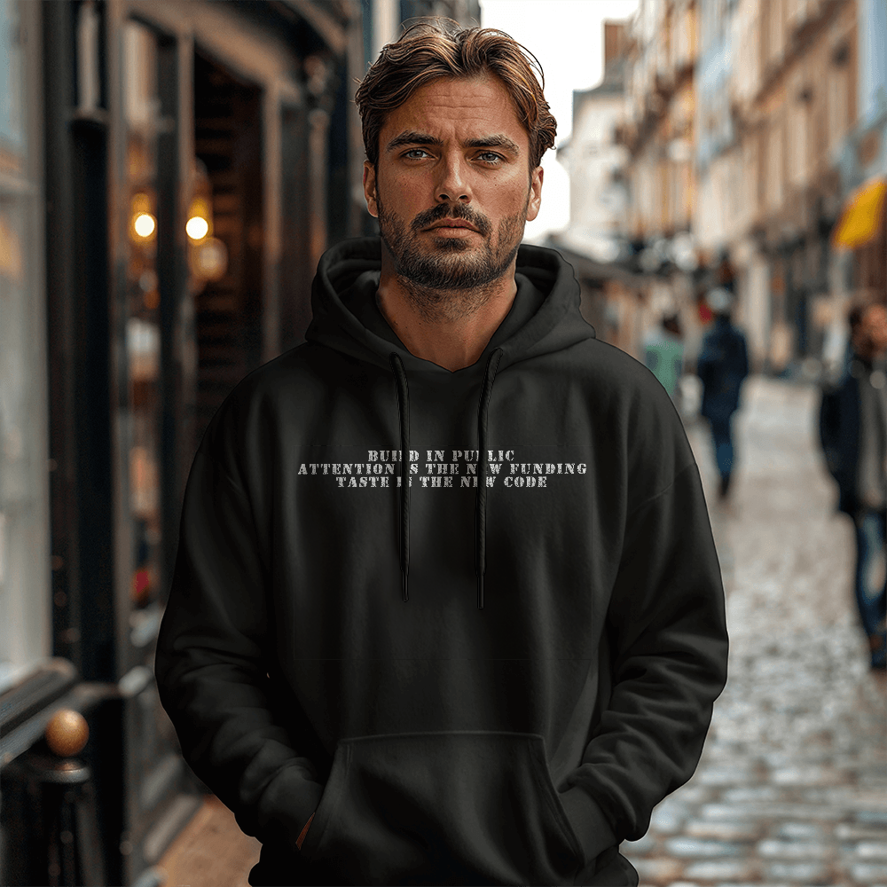 Build in Public Attention is the New Funding Taste is the New Code Hoodie
