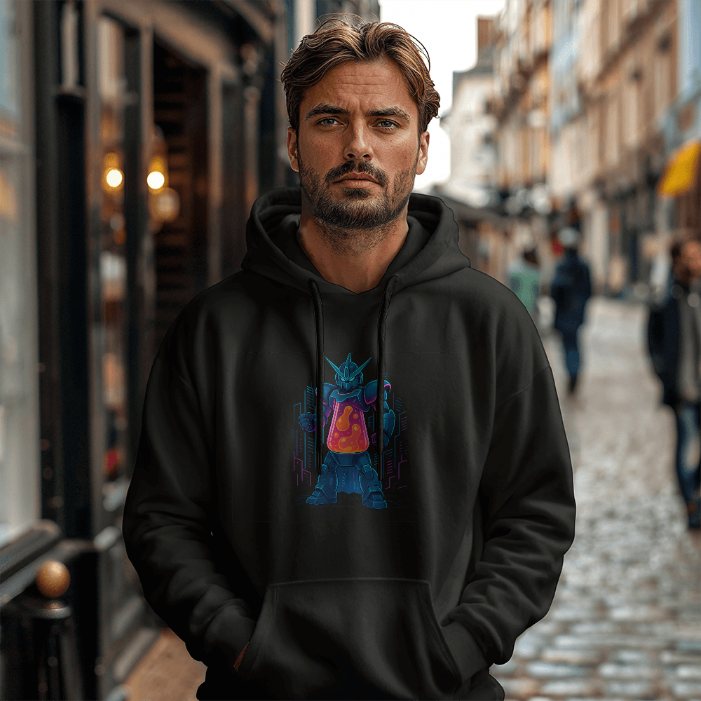 Anime Mecha Robot Lava Lamp Hoodie – Neon Sci-Fi Design