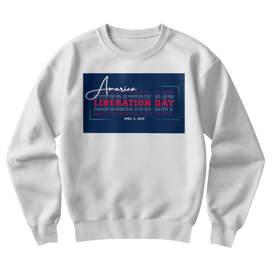 America Liberation Day Crewneck Sweatshirt Blue Background