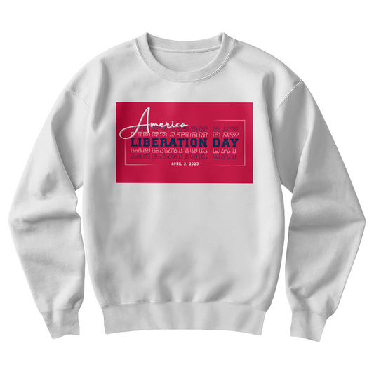 American Liberation Day Crewneck Sweatshirt Red Background