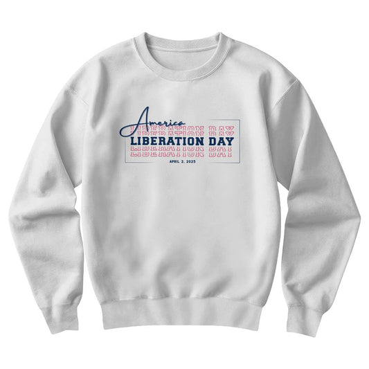 American Liberation Day Sweatshirt Blue Text