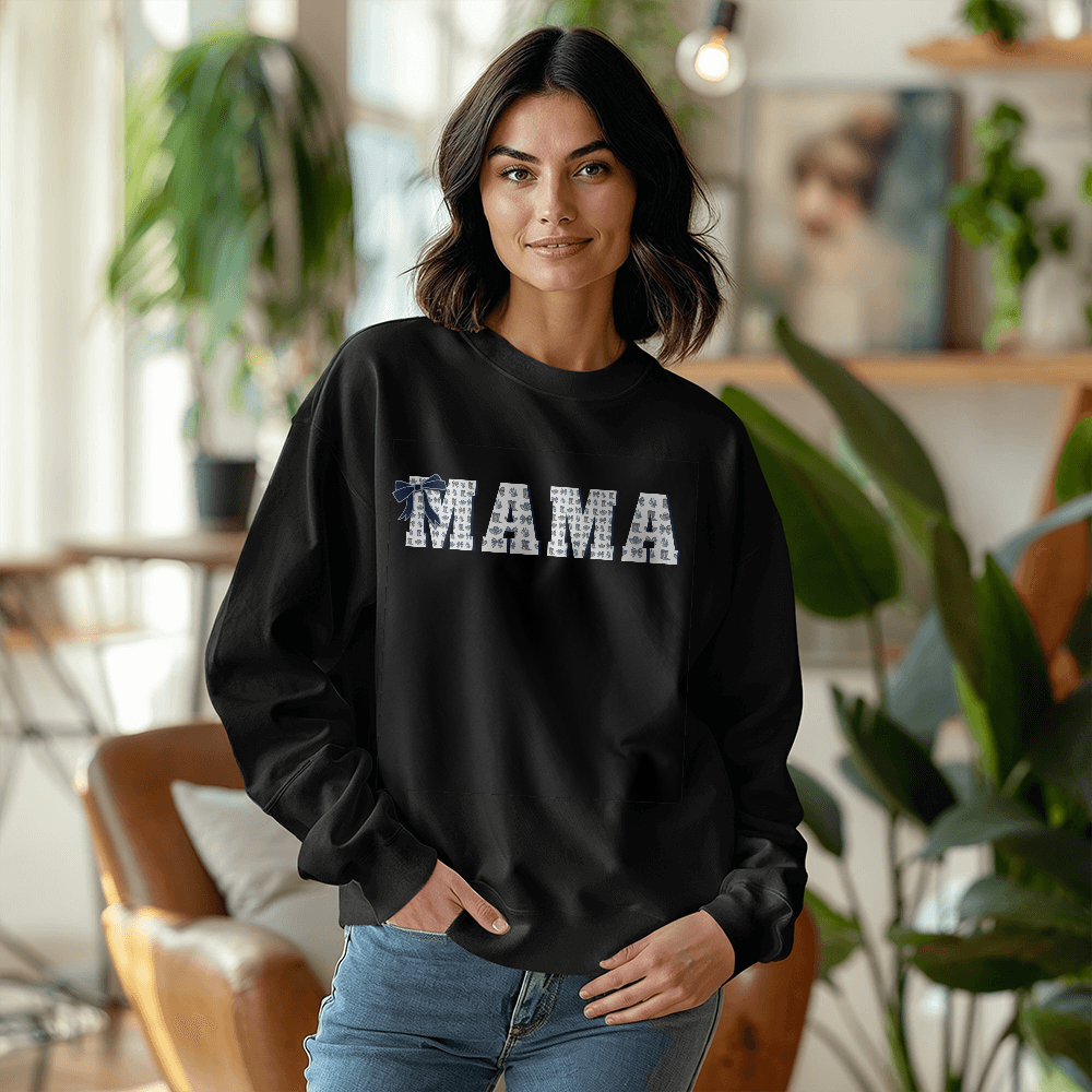 Mama Custom Sweatshirt Western Coquette Style White Background