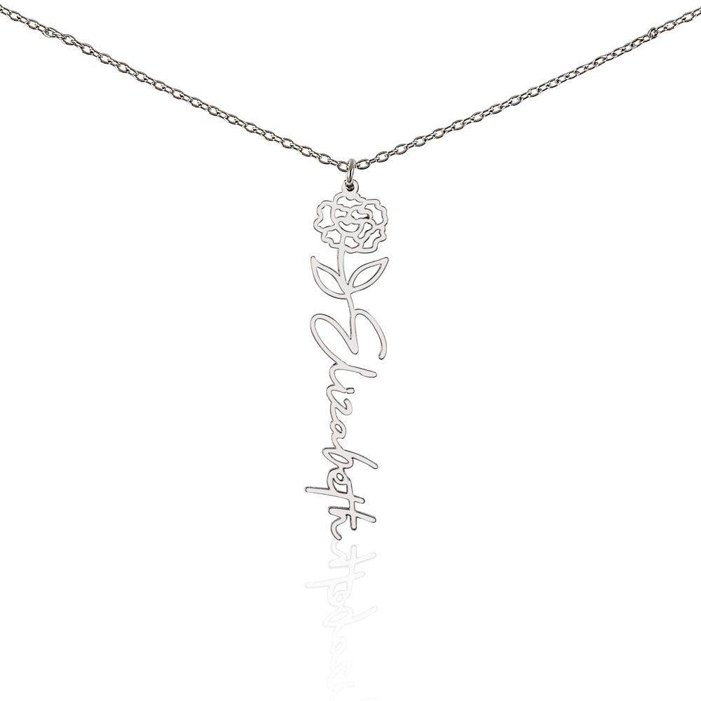 Custom Name Necklace Birth  Month Flowers