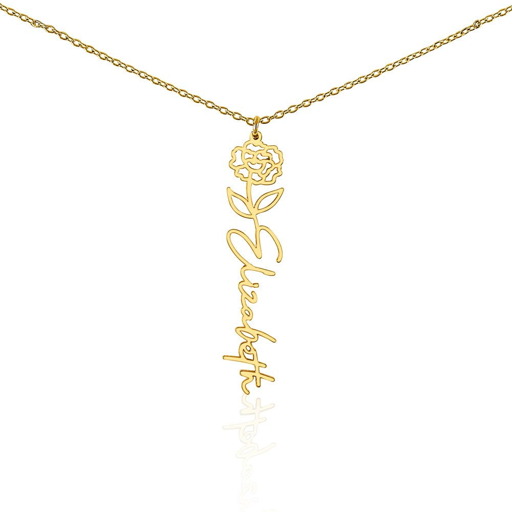 Custom Name Necklace Birth  Month Flowers