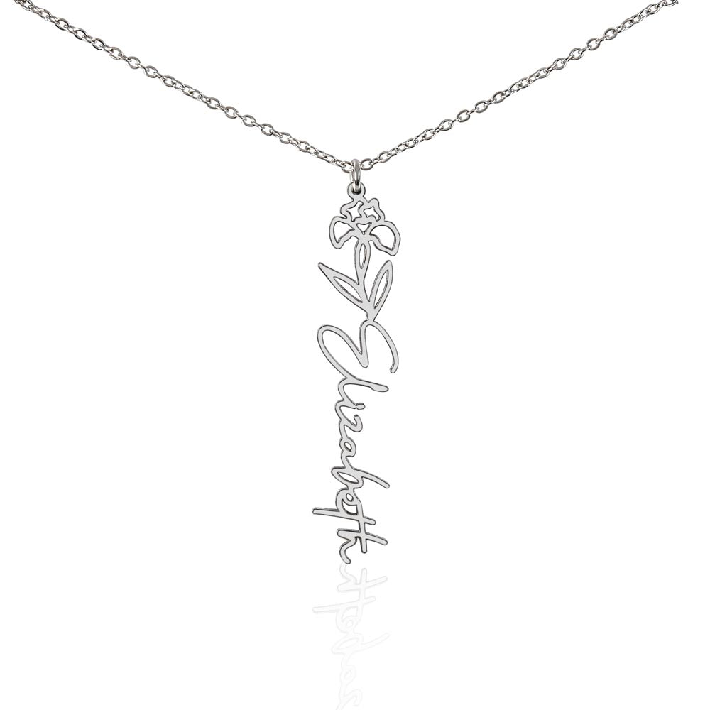 Custom Name Necklace Birth  Month Flowers
