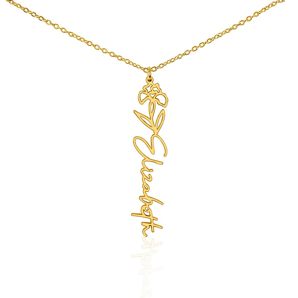 Custom Name Necklace Birth  Month Flowers