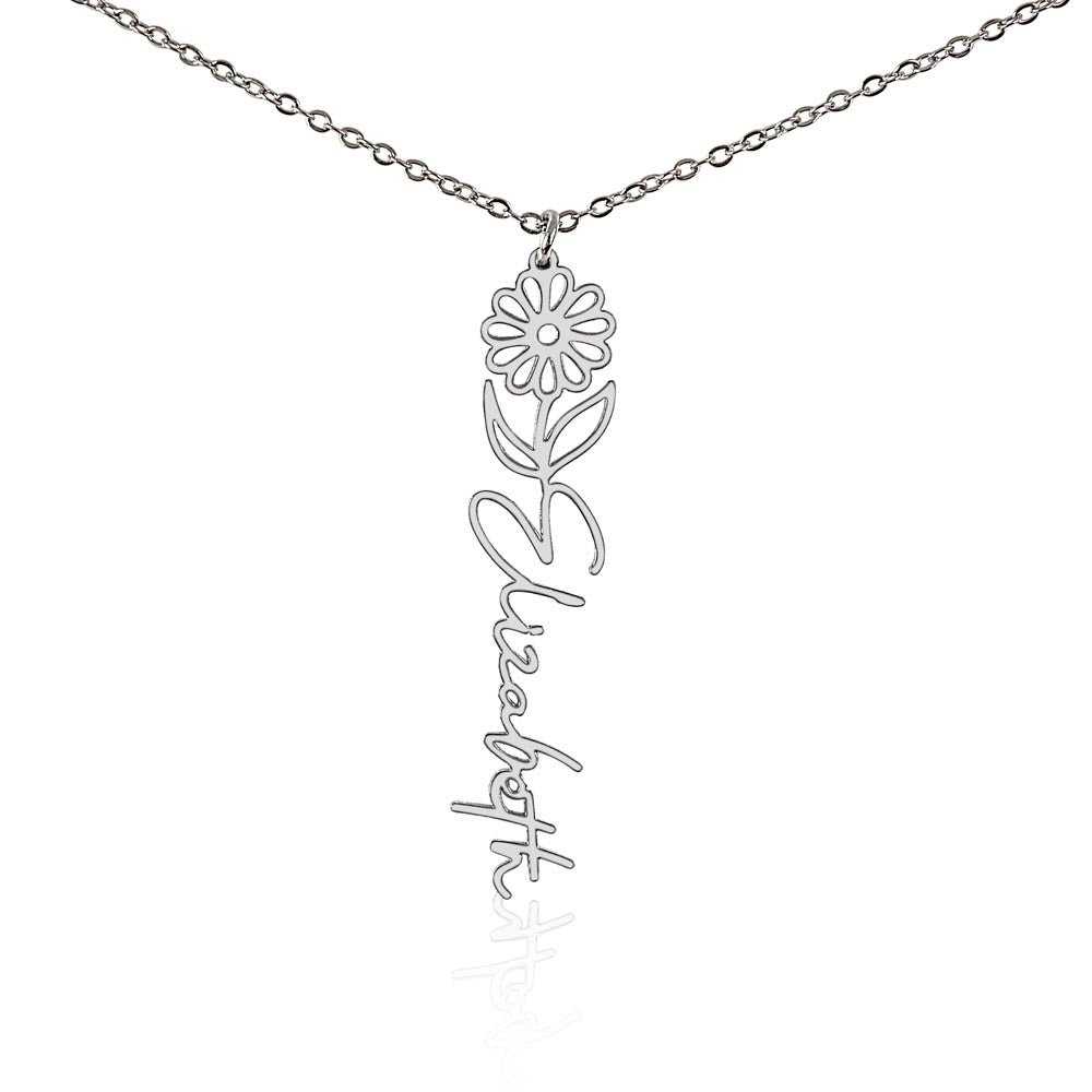 Custom Name Necklace Birth  Month Flowers