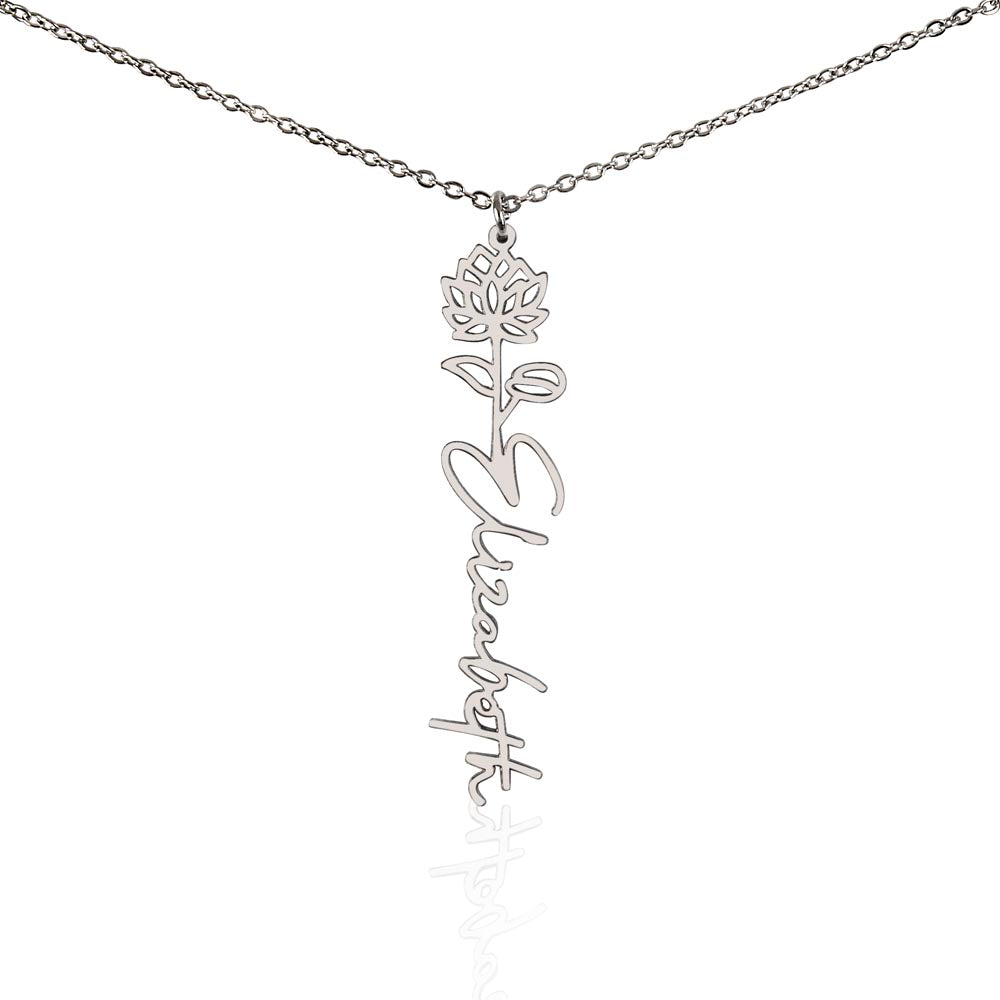 Custom Name Necklace Birth  Month Flowers